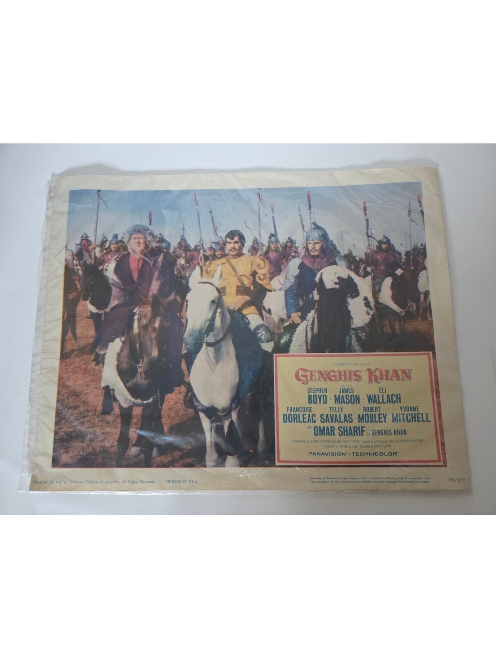 1965 Genghis Khan Lobby Card Columbia Pictures Omar Sharif Technicolor Cast List